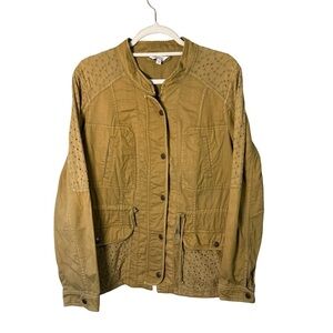 Reitmans Khaki Utility Military Cargo Lightweight Jacket Size 14P Fall Spring